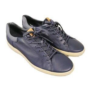 Ecco Soft 7 Men Size 12 Navy Blue Leather Fashion Shoes Casual Extra Width
